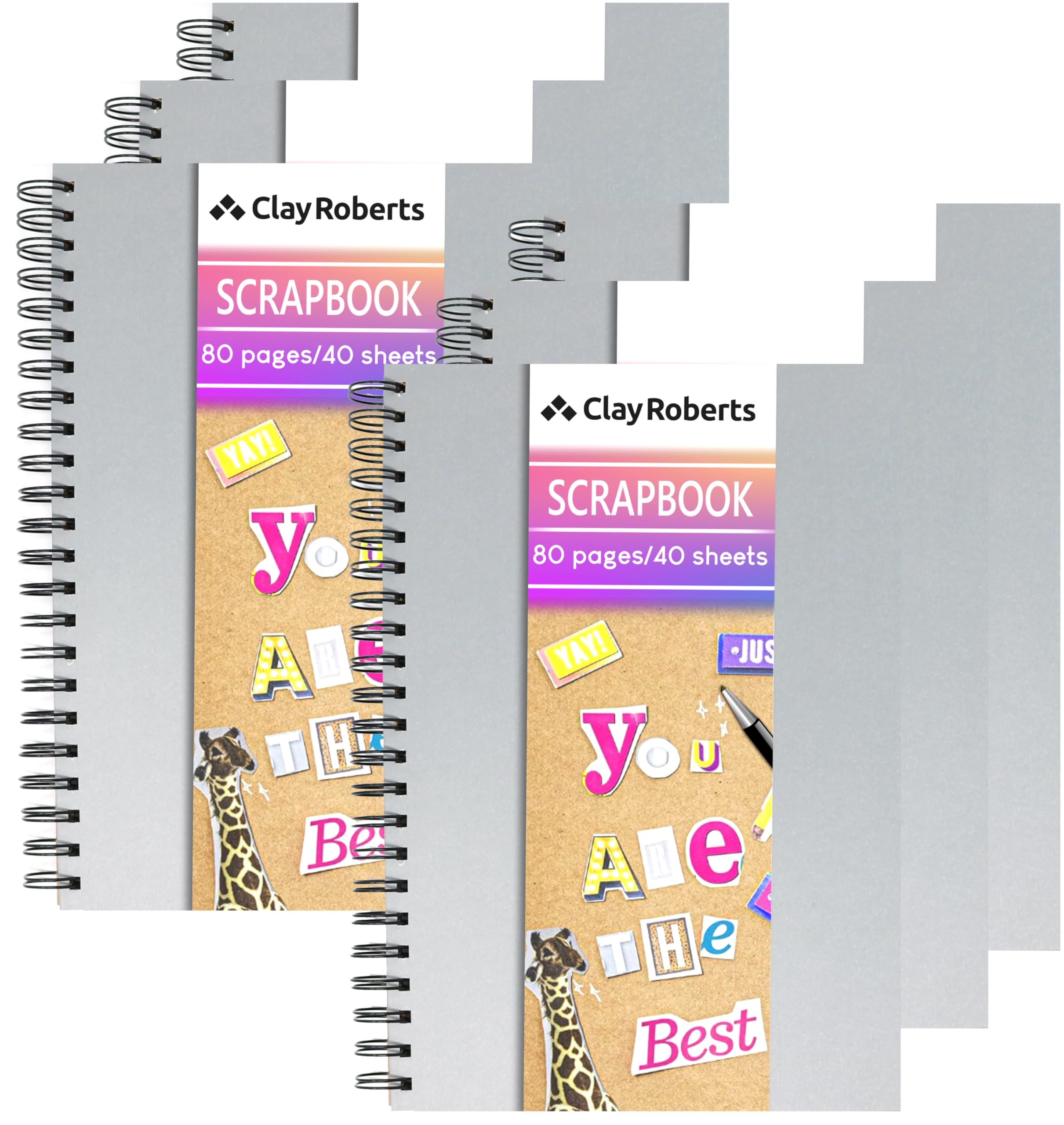 A4 Kraft Ribbon Scrapbook, Craft Paper Scrapbooking Albums, Eco-Friendly Memory Book Photo Album, Scrapbook, Art Books (Grey, 6 Pack)