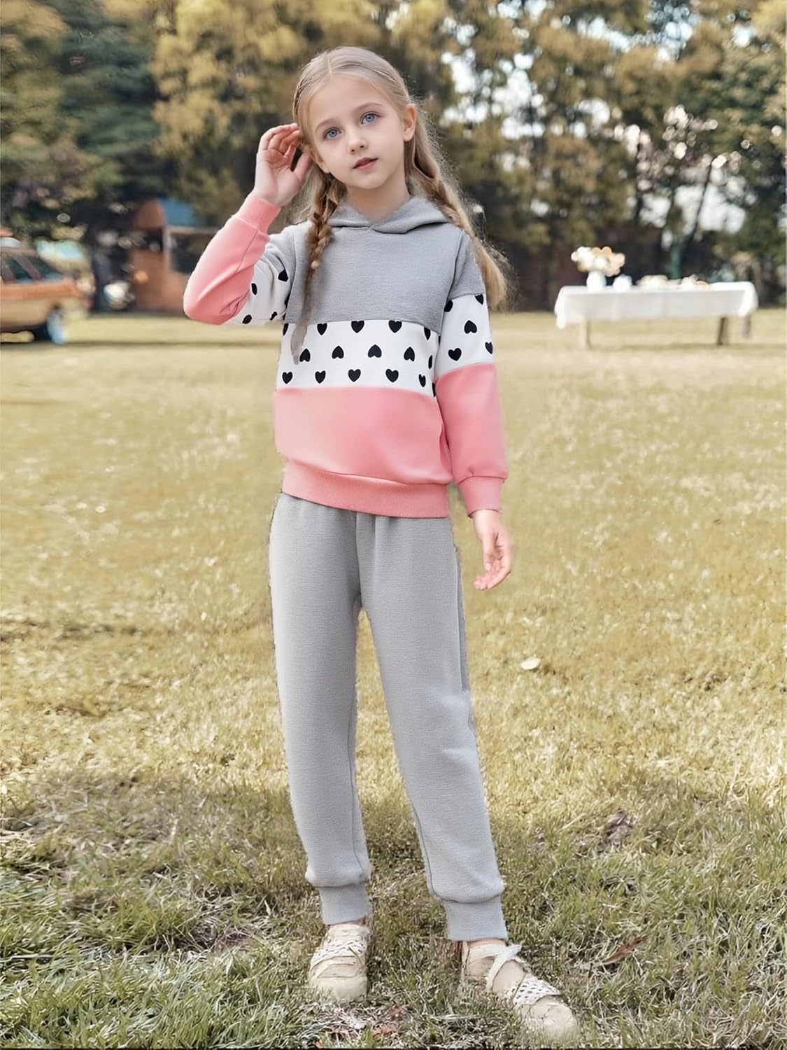 Toddler Kid Girls Clothes Colorblock Hoodie Leopard Print Sweatsuits Top 2PC Fall Outfit Set - Image 2