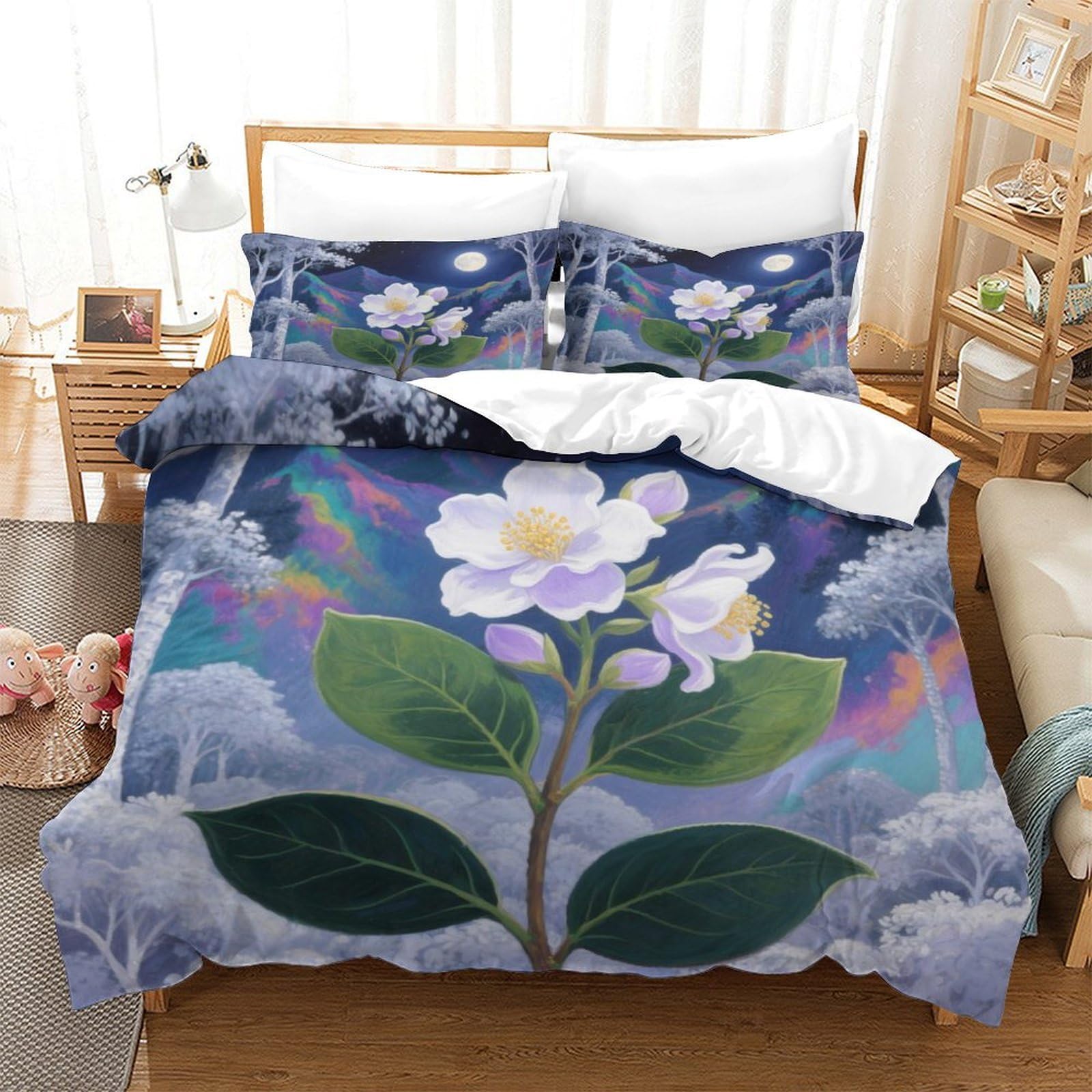 Housse de couette Jasmine 3D 140x200 microfibre douce avec taie