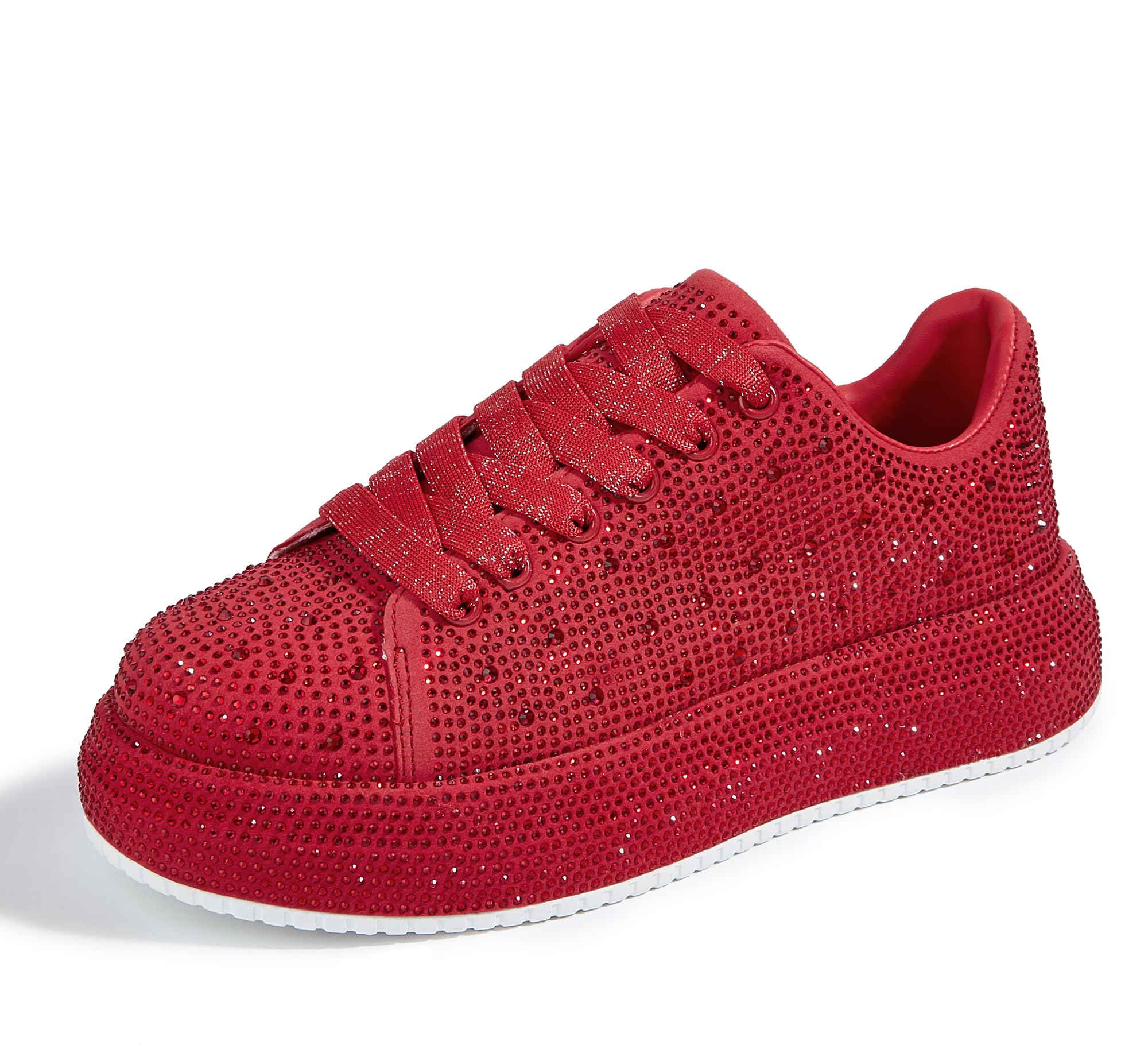 LUCKY STEP Rhinestone Platform Sneakers for Women