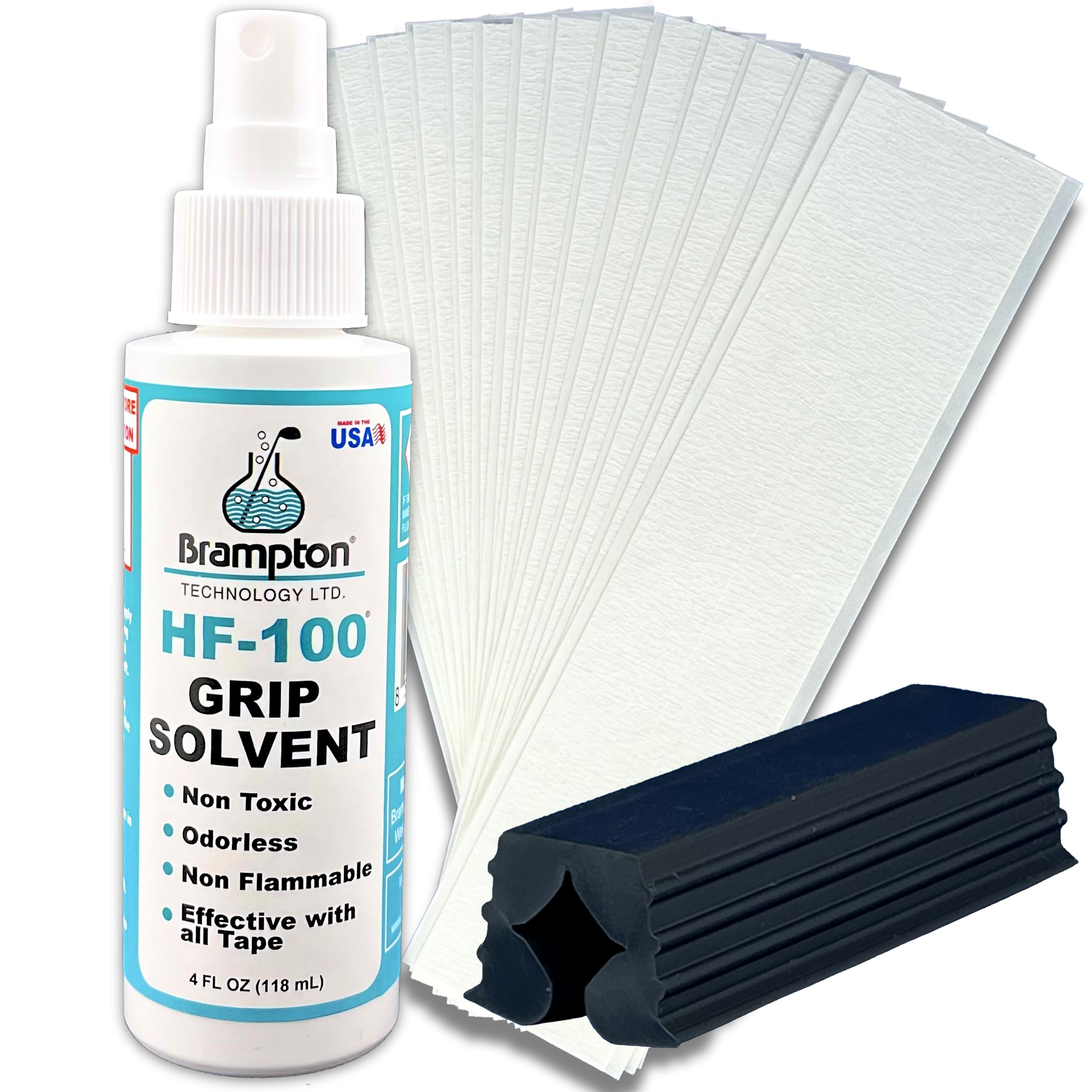 Brampton Complete Golf Grip Kit for Golf Club Regripping - 15 Premium 2"x10" Golf Grip Tape Strips, Rubber Vise Clamp, & 4 oz HF-100 Non-Irritating,
