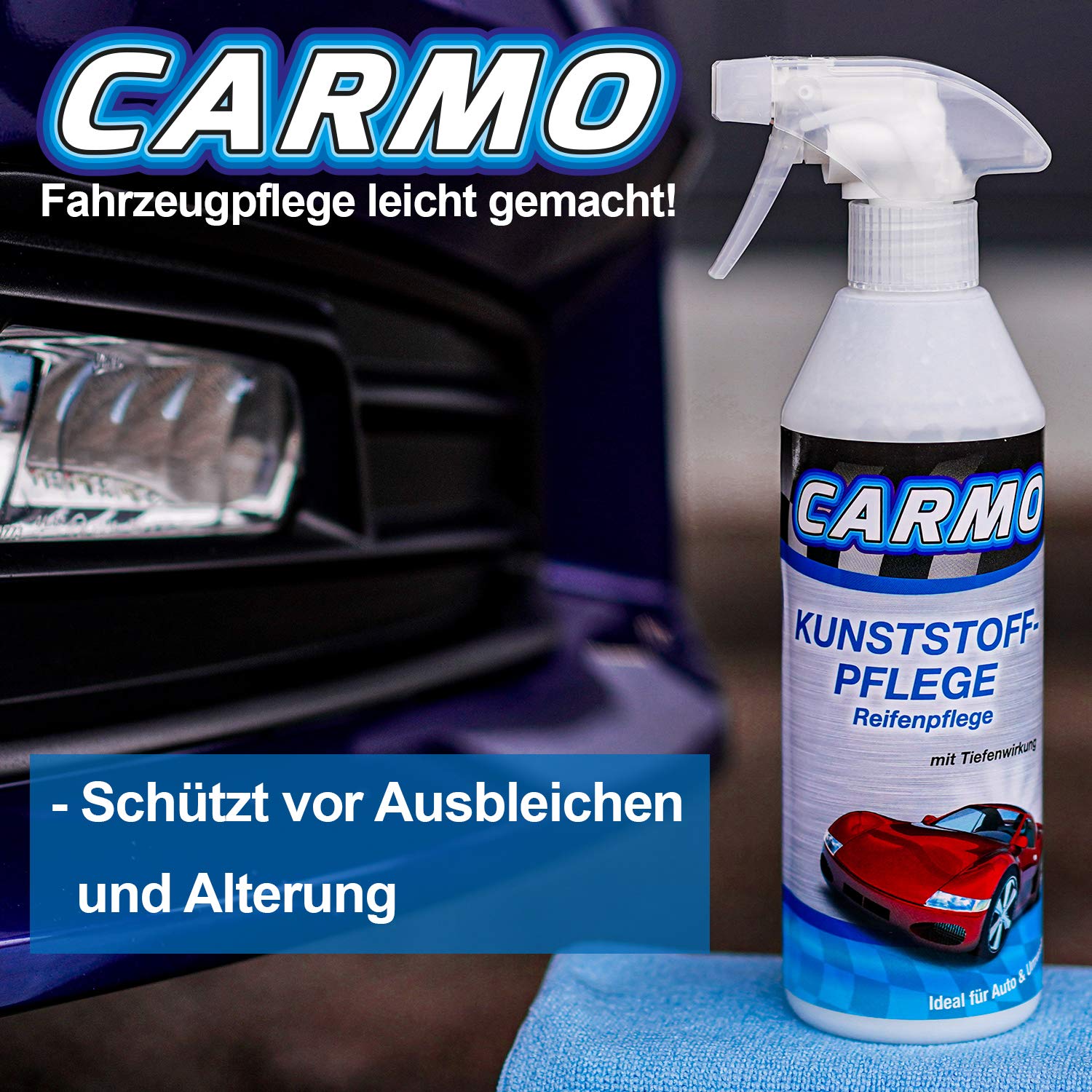 CARMO Kunststoffpflege mit Tiefenwirkung/Reifenpflege - 12 Stück