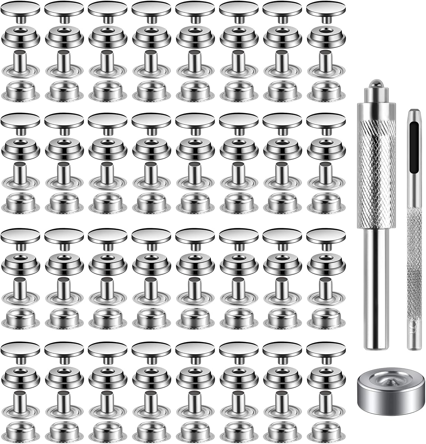 Amazon.com: 128 Pieces (32 Sets) Snap Fastener Kit Tool 5/8 inches ...
