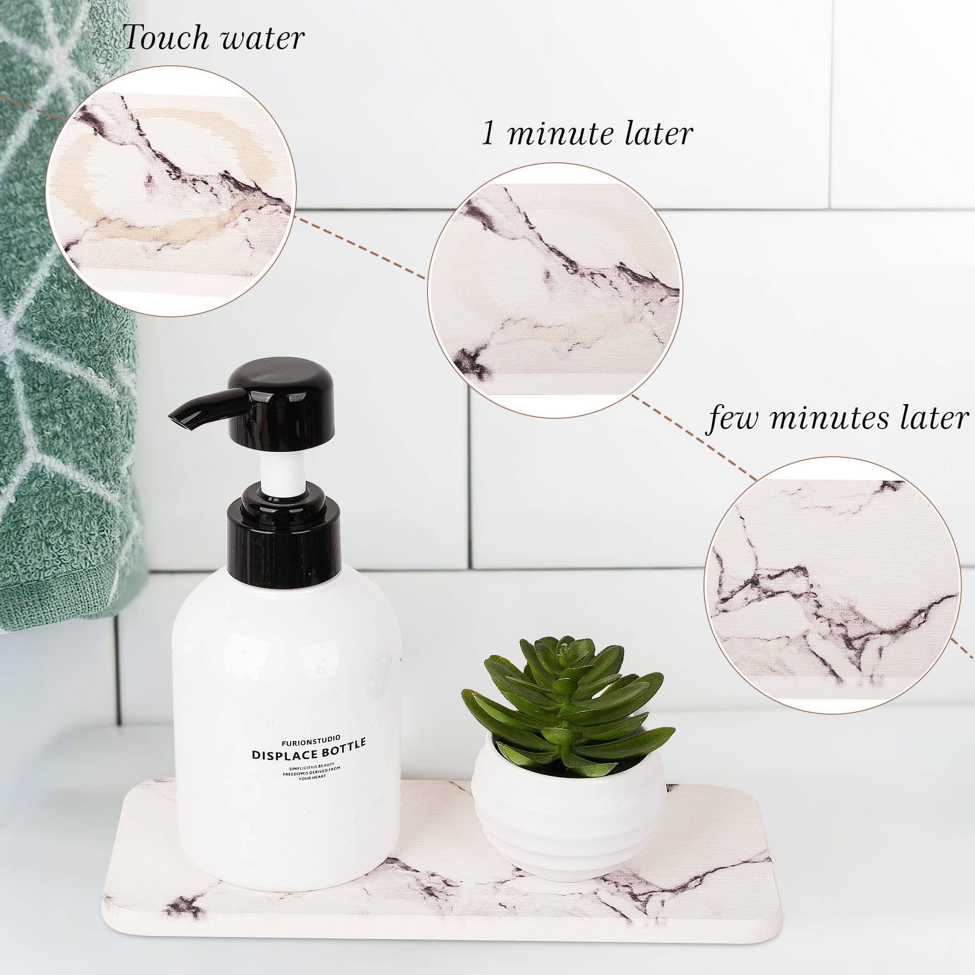 Plateau en pierre absorbant l'eau pour évier, plateau de salle de bain en diatomite à séchage rapide, porte-savon, organisateur d'évier de cuisine pour décoration d'intérieur moderne, blanc