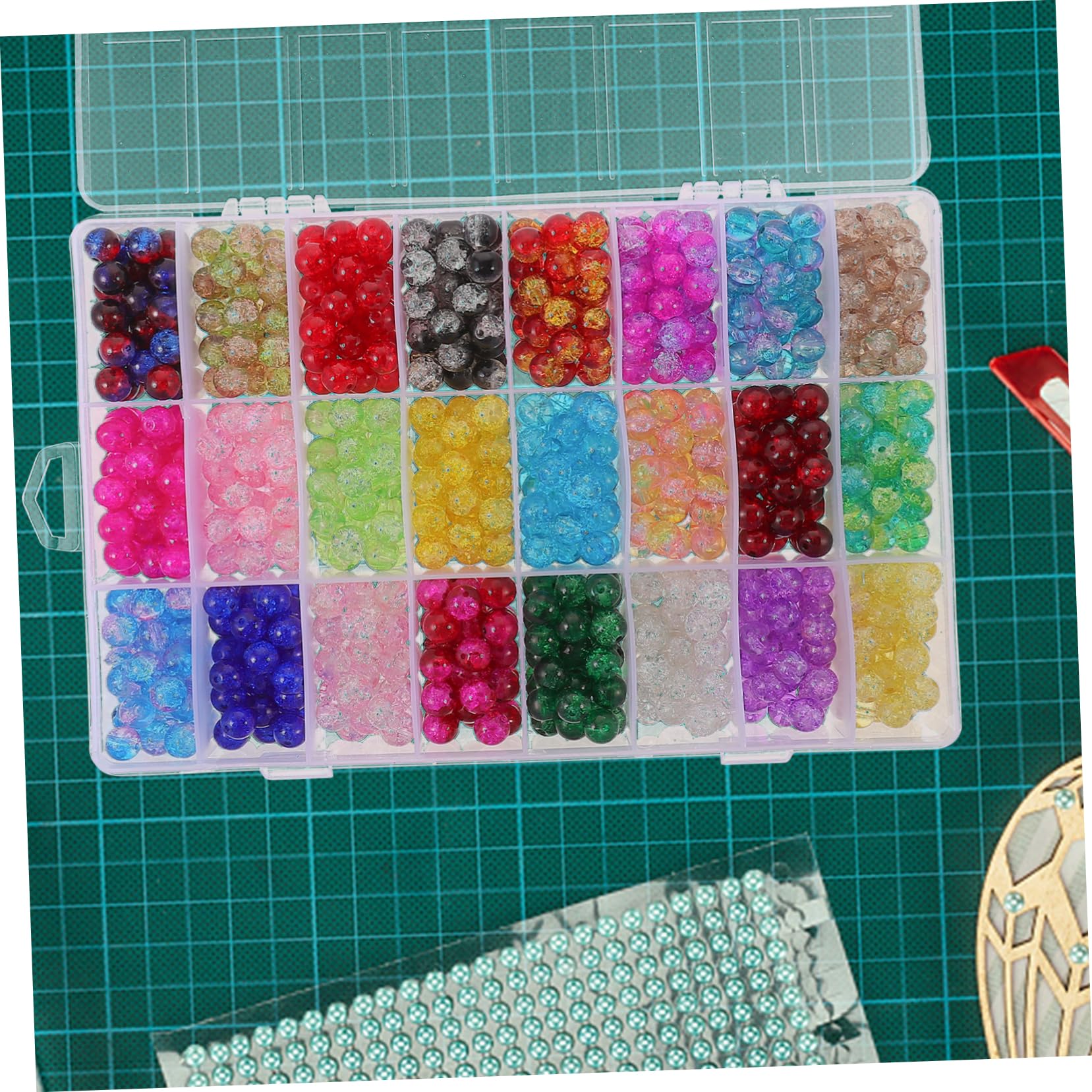 SHINEOFI 1200 Bunte Lose Glasperlen mit Loch zum Auffädeln für Schmuckherstellung aus Verschleißfestem Glas Inklusive Aufbewahrungsbox für Bastelprojekte