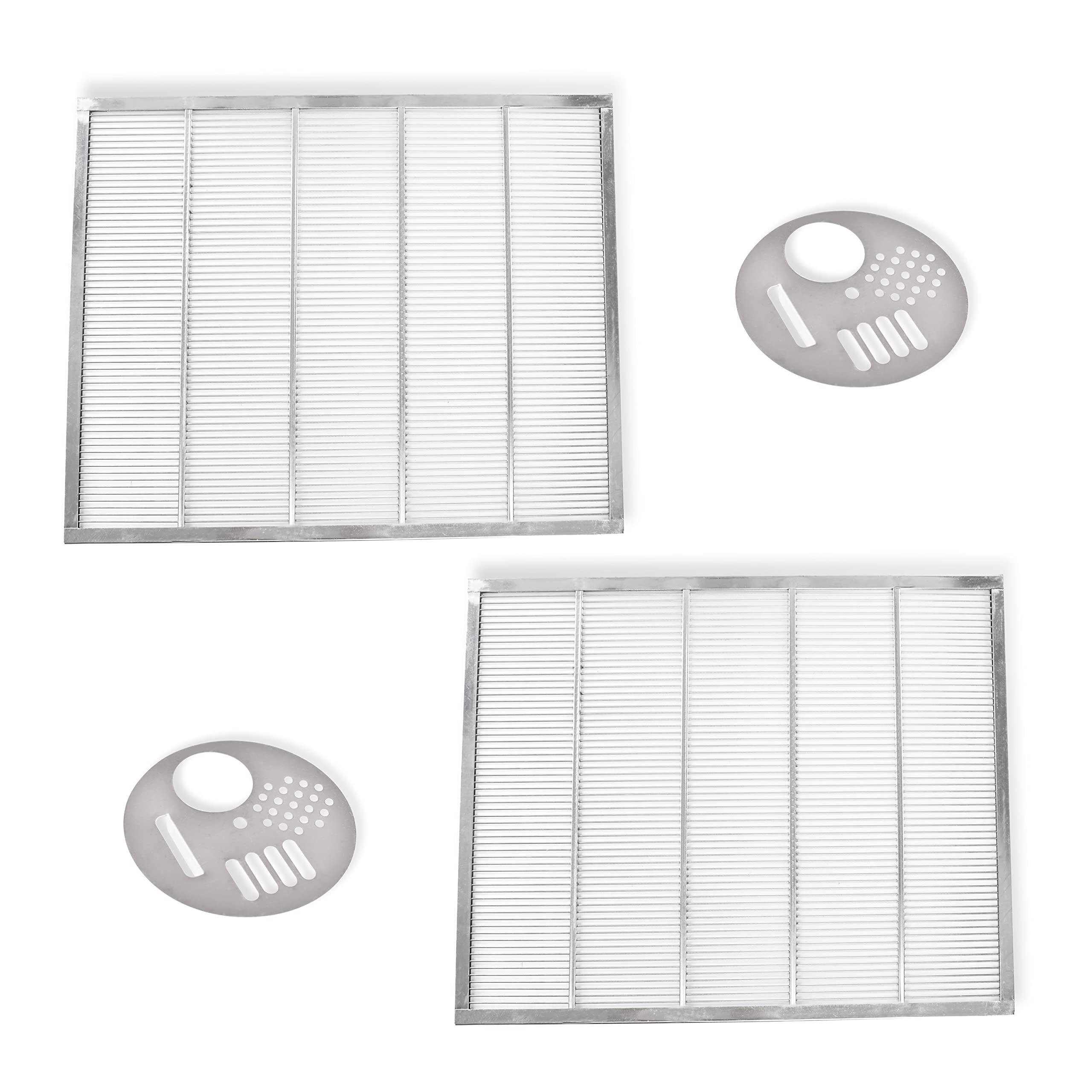 Katai – Set of 2 Metal Queen Bee Excluders for 10-Frame Hives – Steel Beehive Excluders for Langstroth Hives with Beekeeping Entrance Disc Gates