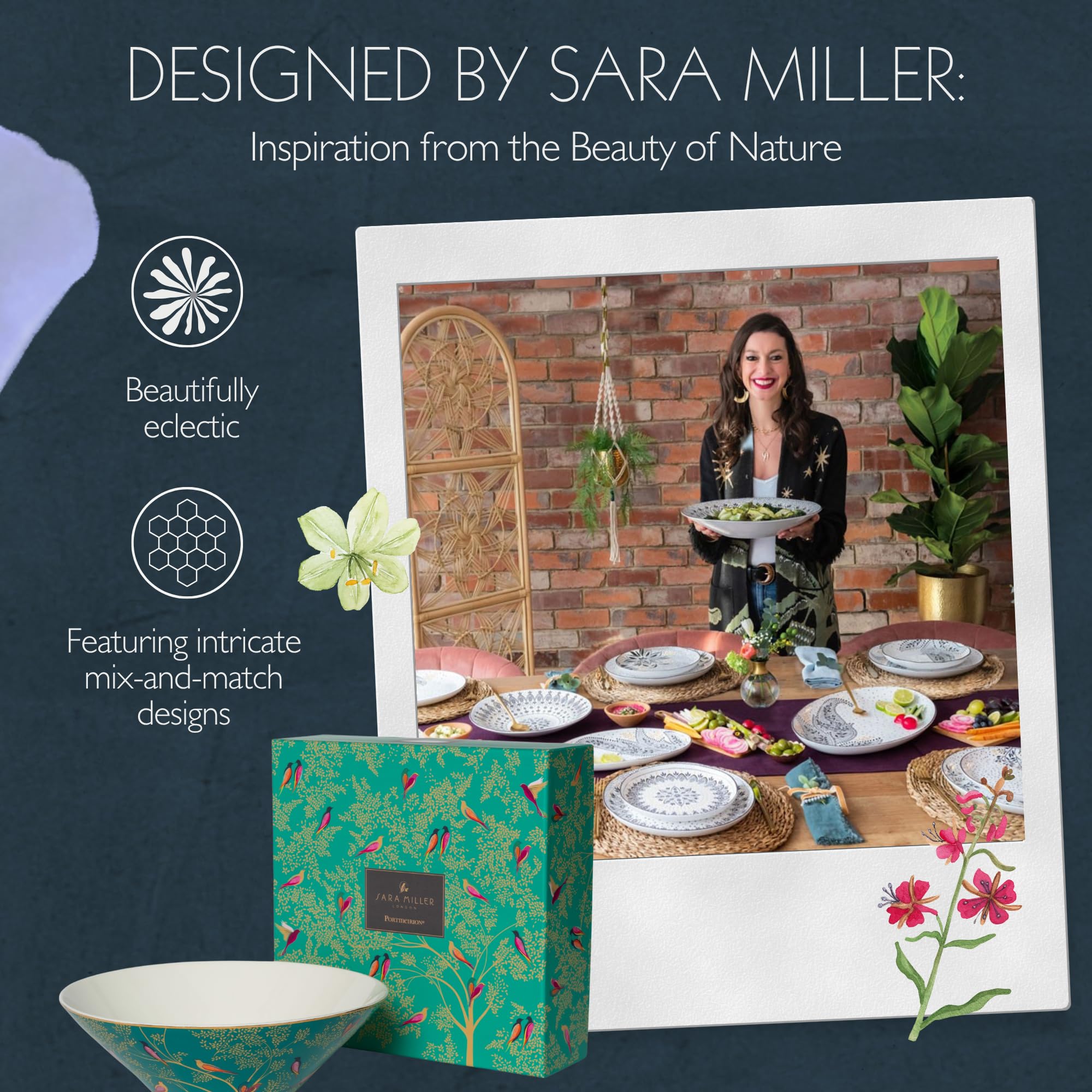 Sara Miller Chelsea Collection Zielona duża salaterka zapakowana do Portmeirion