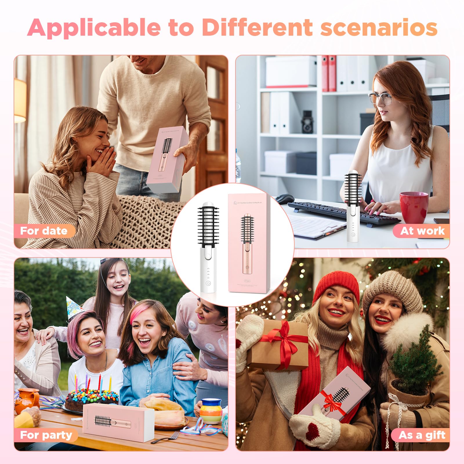 Fer à friser sans fil 32 mm avec 4 températures - Portable - 7000 mAh - Rechargeable par USB - Pour grandes boucles