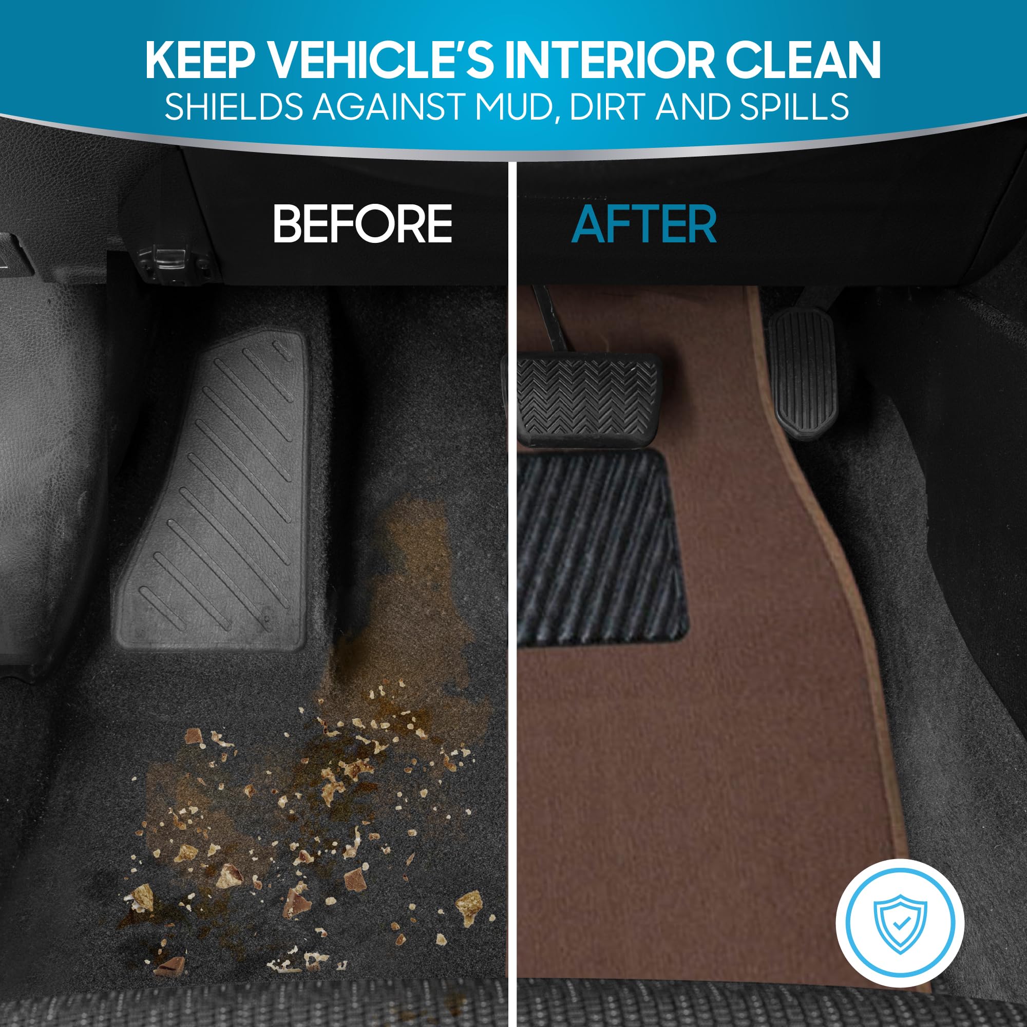 BDK Premium Carpet Floor Mats for Cars - Universal Fit Interior 4-Piece Car Mats Full Set with Vinyl — view 4