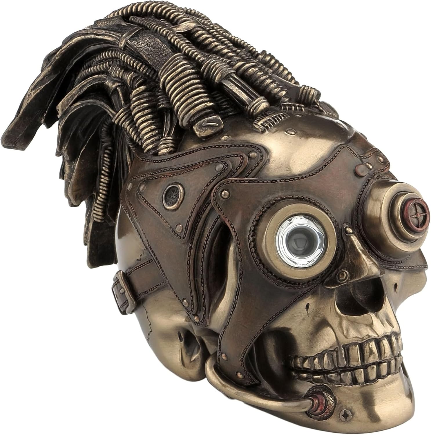 US Steam Punk Skull with Wire Hair and Leather Goggles Figurine Decor