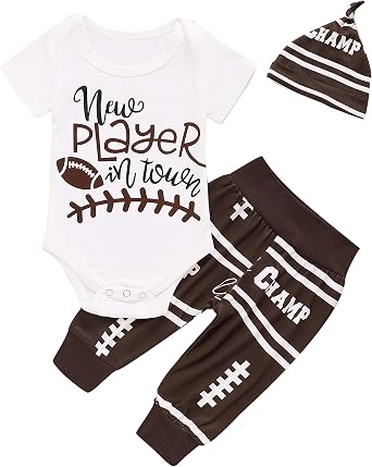 Newborn Baby Boy Clothes Coming Home Outfit New Player in Town Romper