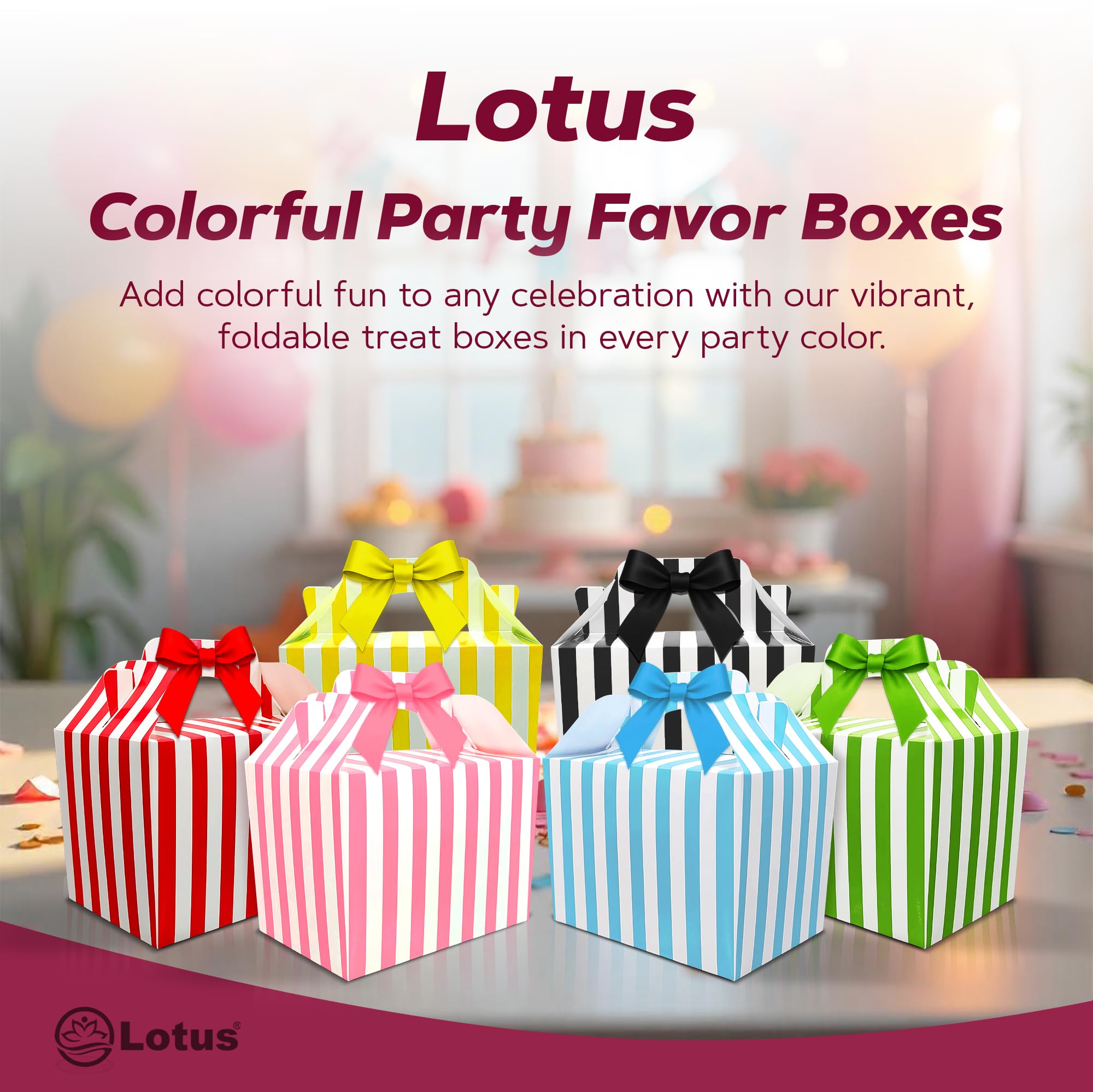 Lotus 50-Pack Kids’ Party Favor Boxes – Stylish White Treat Containers