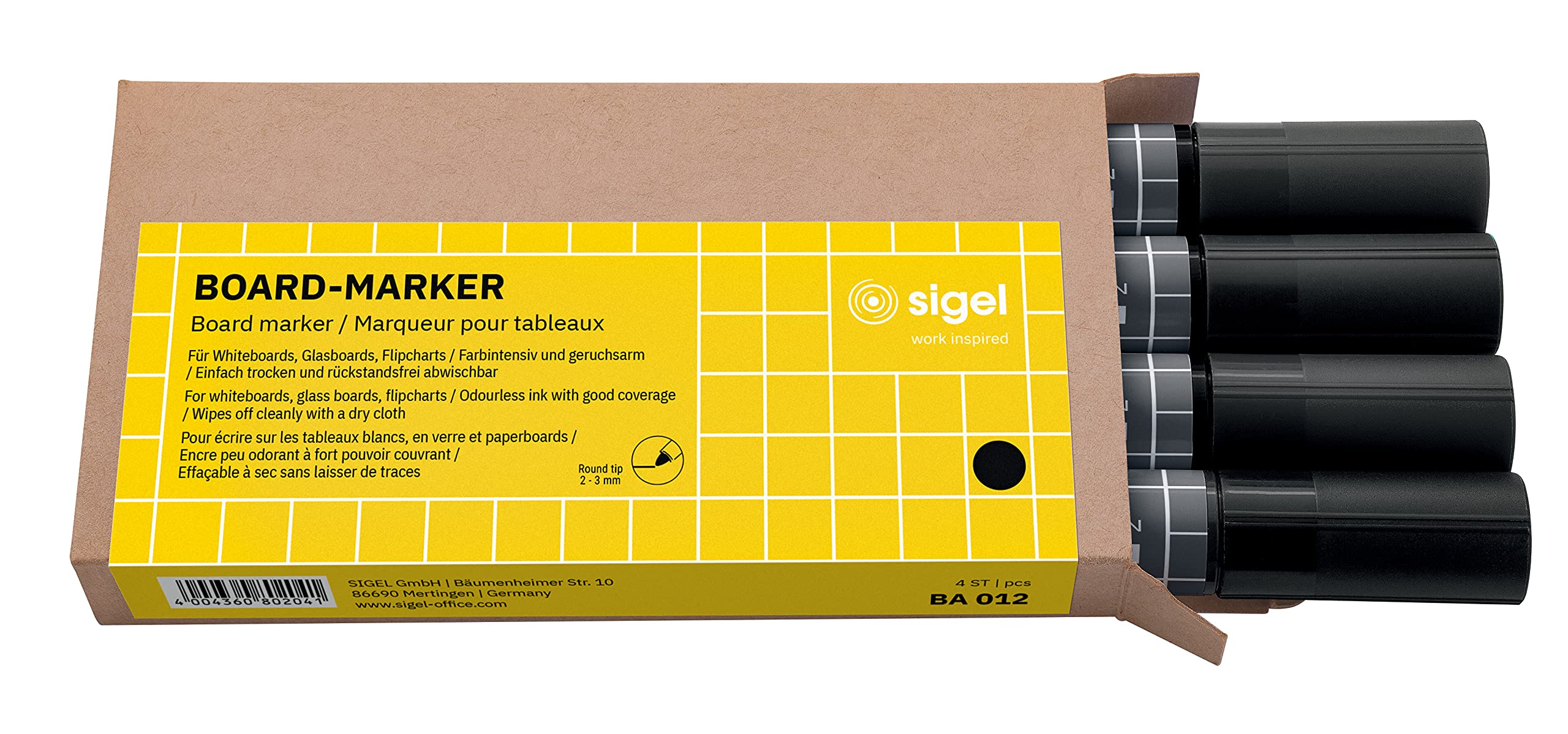 SIGEL BA012 Glassboard markers - wipeable with a damp or dry cloth -