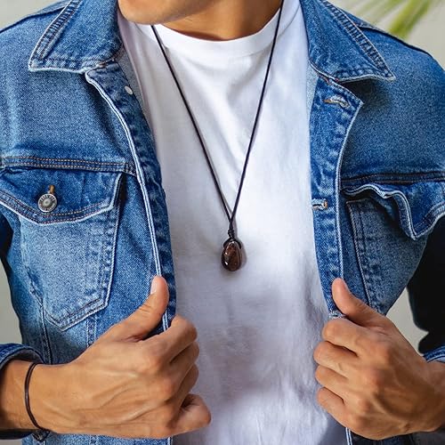 Miniatura 3 de Garnet pendant necklace Spiritual jewelry men women Meditation Balance Grounding gemstone necklace