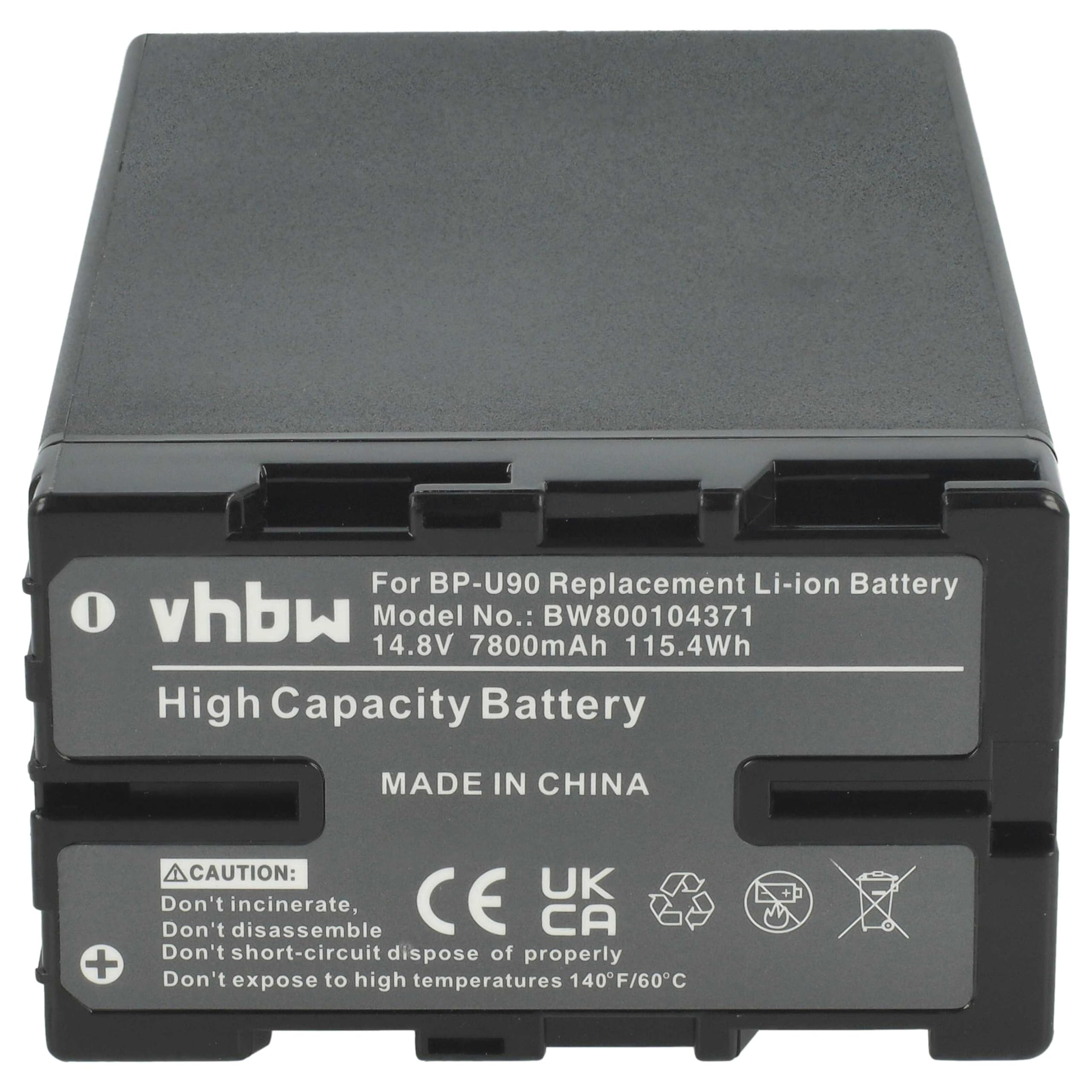 vhbw Batería reemplaza Sony BP-U90, BP-U60, BP-U30, BP-U95 para cámara de vídeo (7800 mAh, 14,8 V, Li-Ion) con Chip
