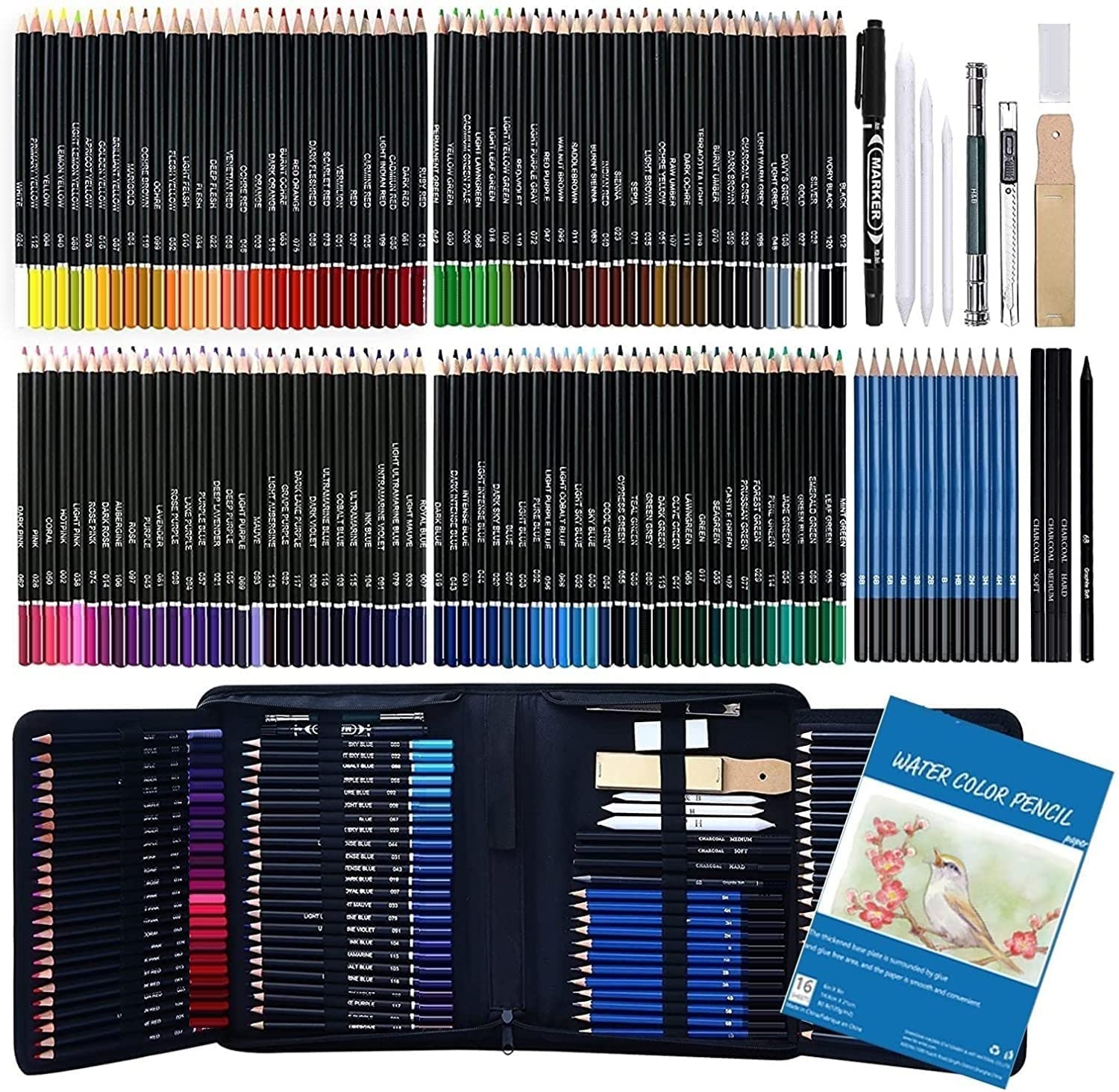 Colour Set Colour Pencils Set Drawing Pencils for Artists Kit Drawing Kit Artist Pencil Set Sketching Kit Art Kit Pencil Colours Color Pencil Charcoal Pencils Sketch Pencils Set 145 Pcs