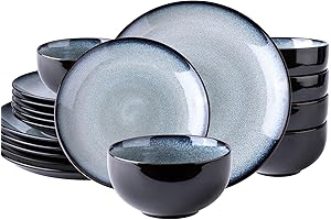 Ceramic Dinnerware Sets for 6, Stoneware Plate & Bowl Sets