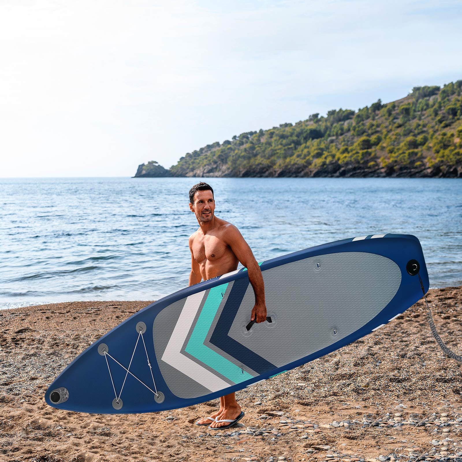 ALPIDEX Stand Up Paddle Set SUP 305 x 76 x 15 cm Belastbar bis 150 kg Aufblasbar Stabil Leicht Komplett Set Tragetasche Paddel Finnen Luftpumpe Leash Repair Kit