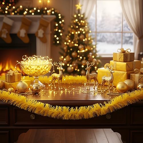 Miniatura 70 de Shappy Guirnalda de oropel negra de 90 pies, 6 rollos para decoración de Halloween, Navidad, guirnalda metálica con purpurina para bodas, fiestas