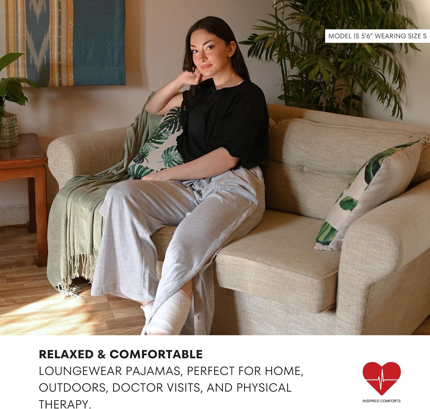 Inspired Comforts Women Tearaway Post Surgery Recovery Pajama Pants with Side Snaps & Pockets - Image 4