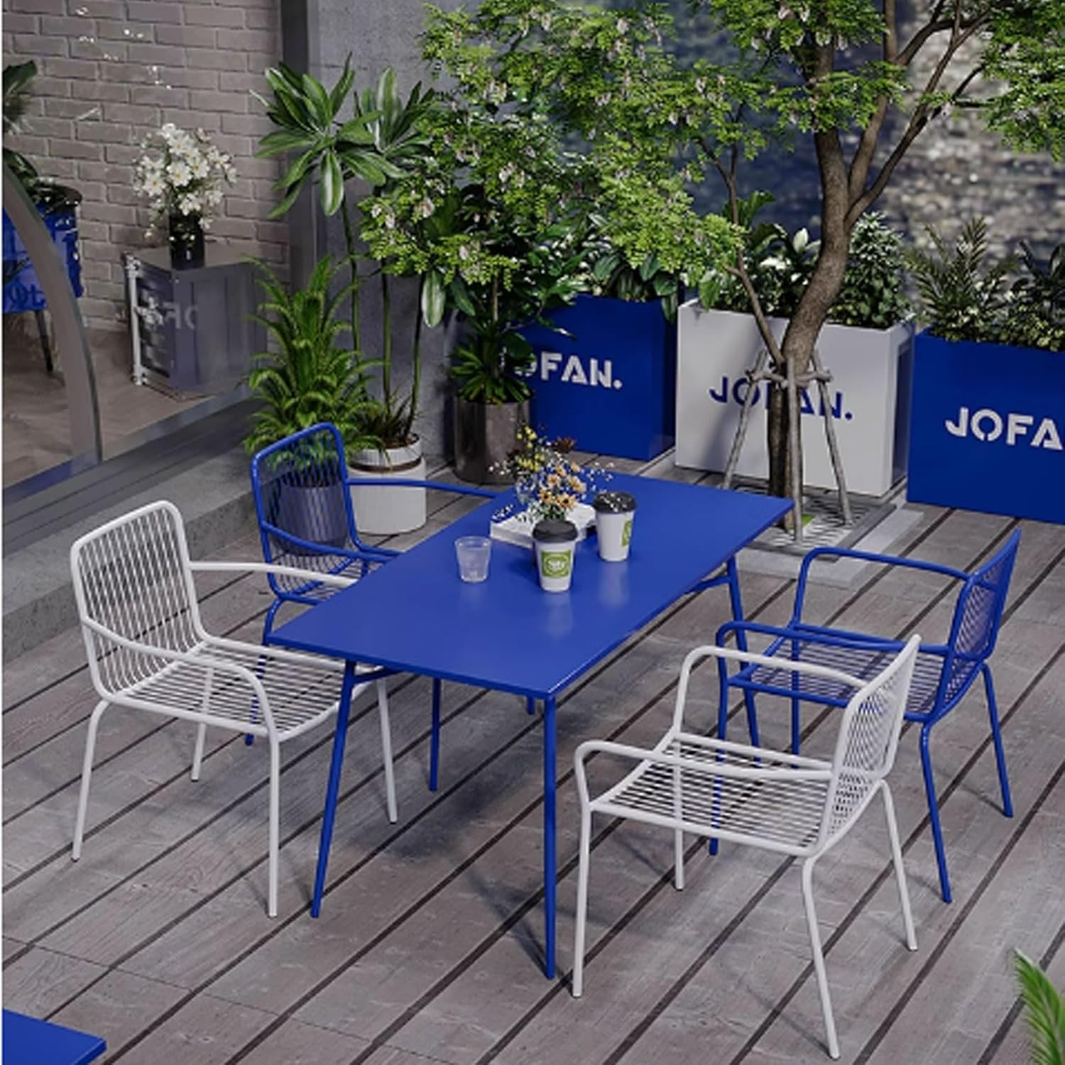 Outdoor Tables and Chairs Colorful All-Aluminum Courtyard Garden Leisure Balcony Waterproof Sun Protection and(D120CM)