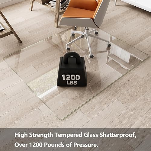 Miniatura 57 de Tapete para silla para alfombra, tapete de vidrio templado mejorado de 36 x 55 pulgadas para silla de oficina, protector de tapete con bordes