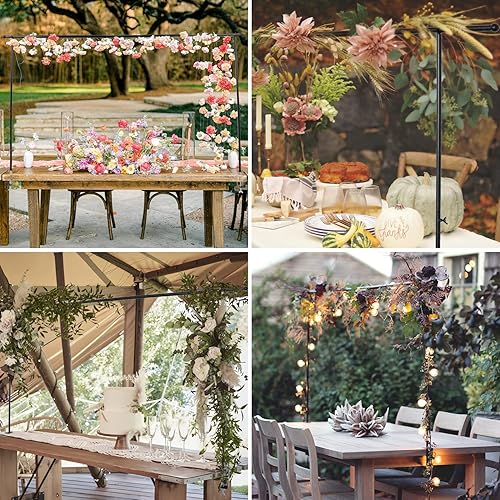 Miniatura 8 de Soporte para barra sobre la mesa con abrazaderas, 46-82 pulgadas de largo, soporte de arco de flores de metal ajustable, arco decorado para fiestas,
