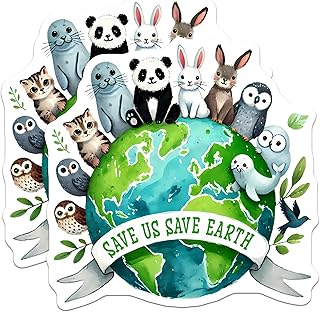 (2 Pack) Save Us Save Earth Magnets - 5" On Longest Side - for Cars, Fridges, Toolboxes - Made in USA -