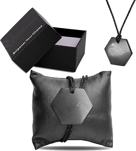 Miniatura 8 de QUANTHOR Collar de protección de piedras de shungita Auténtico de cristal de shungita de Karelia con fullerenos de carbono Collar de shungite con