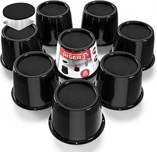Utopia Bedding 3 Inch Bed Risers 8 Pack Heavy Duty Round Furniture Risers Anti-Slip for Beds Sofas Chairs Black