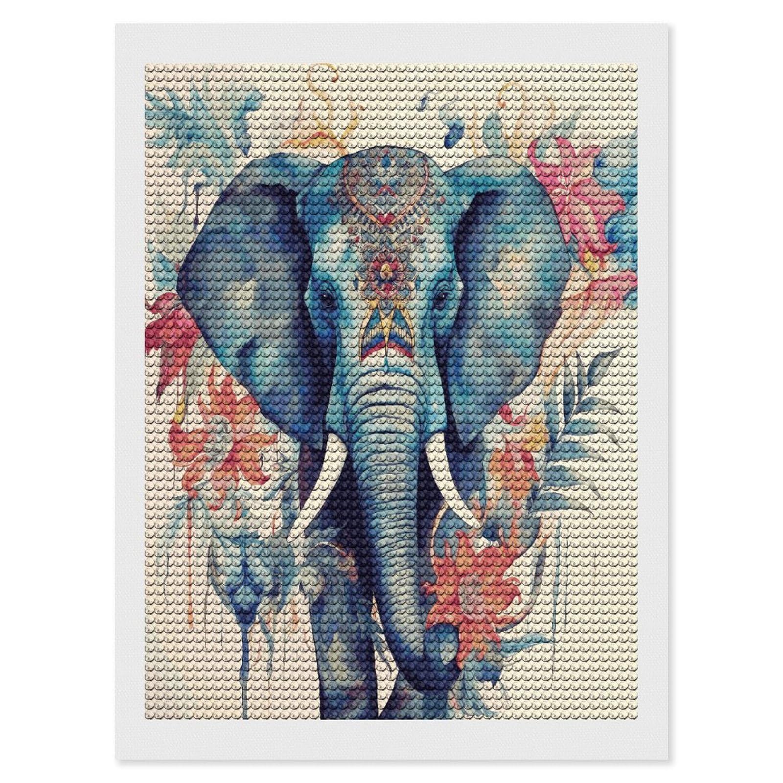 JTREHY Peacock Feathers Elephant Diamond Art Kits Personalized DIY Round Diamond Painting Kits for Beginner Full Drill Diamonds Dots Paintings for Adults Gem Art Crafts Home Decor