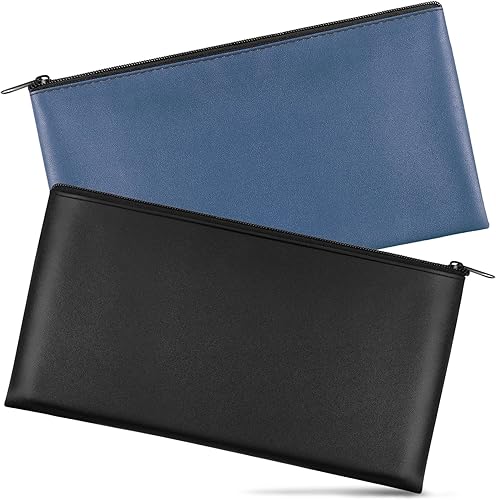 Miniatura 8 de 2 bolsas de dinero de 11 x 6.1 pulgadas, bolsas de dinero seguras y duraderas con cremallera para dinero en efectivo, impermeable, bolsa de banco de