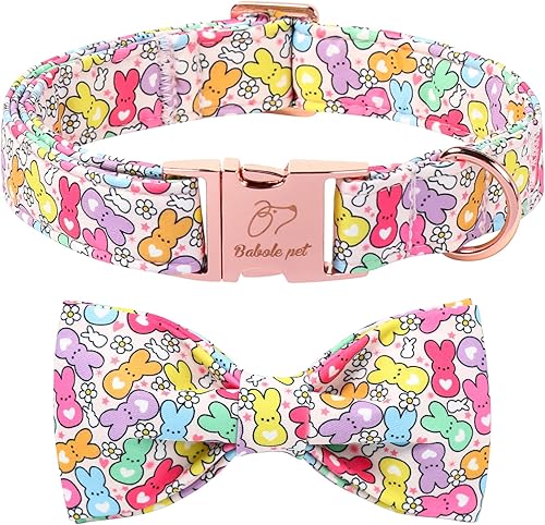 Miniatura 22 de Lindo collar de perro de fresa con corbatín – Collar ajustable de primavera y verano rosa con corbatín rosa, transpirable y cómodo, para perros