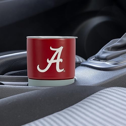 Miniatura 595 de Rico Industries NCAA Miami of Ohio Redhawks - Vaso de cerámica de 16 onzas con agarre de silicona, grabado láser profundo, diseño de color negro