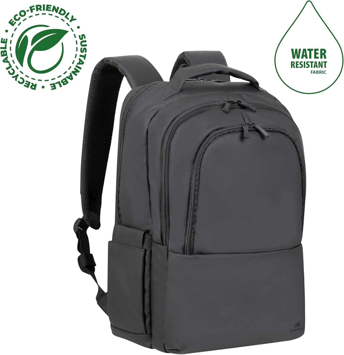 RIVACASE Unisex Black Eco Backpack Laptop Backpack, Black, 15,6", Eco