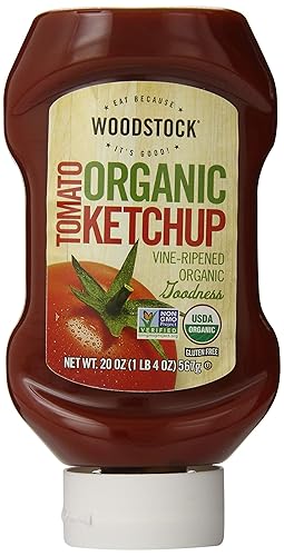 Woodstock Ketchup de tomate orgánico - Caja de 12 - 20 oz.