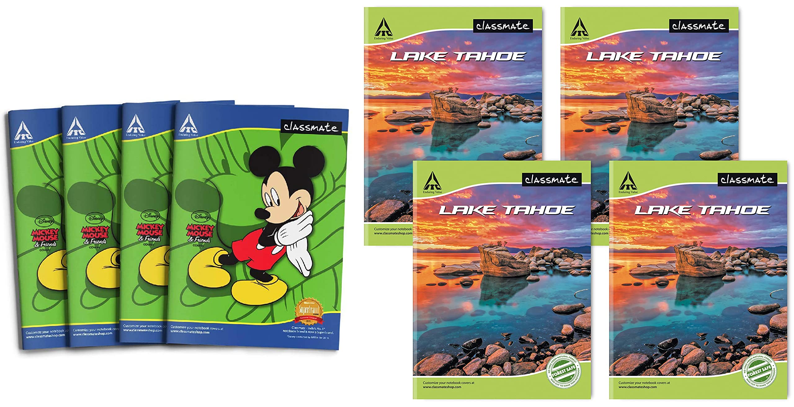 Classmate Notebook - Single Line, 140 Pages, 240 mm x 180 mm - Pack Of 4 & Classmate Notebook - Unruled, 72 Pages, 240 mm x 180 mm - Pack Of 4