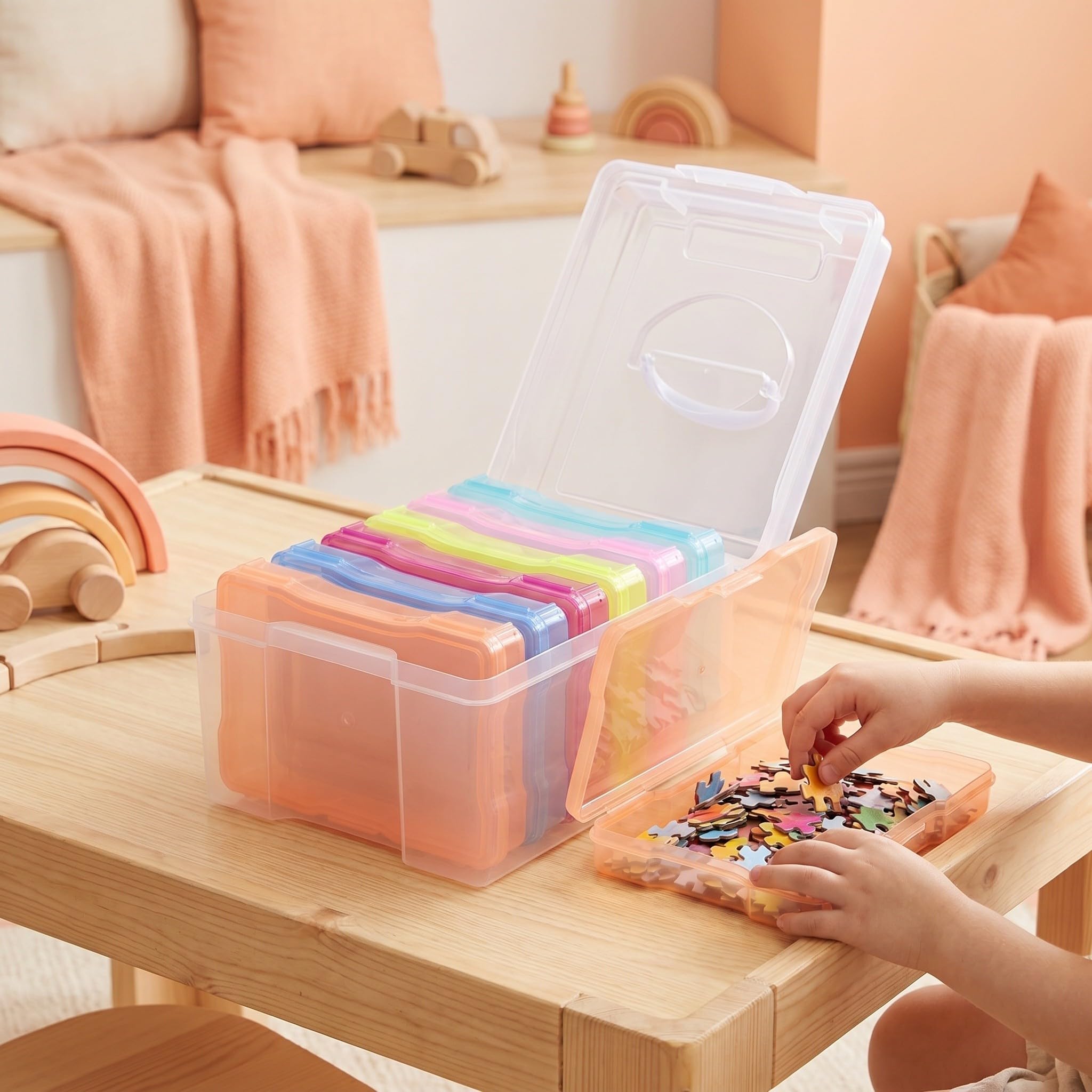 Lurrose Lot de 2 boîtes de rangement photo en plastique pour photos 10x15 cm - Organiseur - Boîte de rangement transparente pour graines et loisirs créatifs
