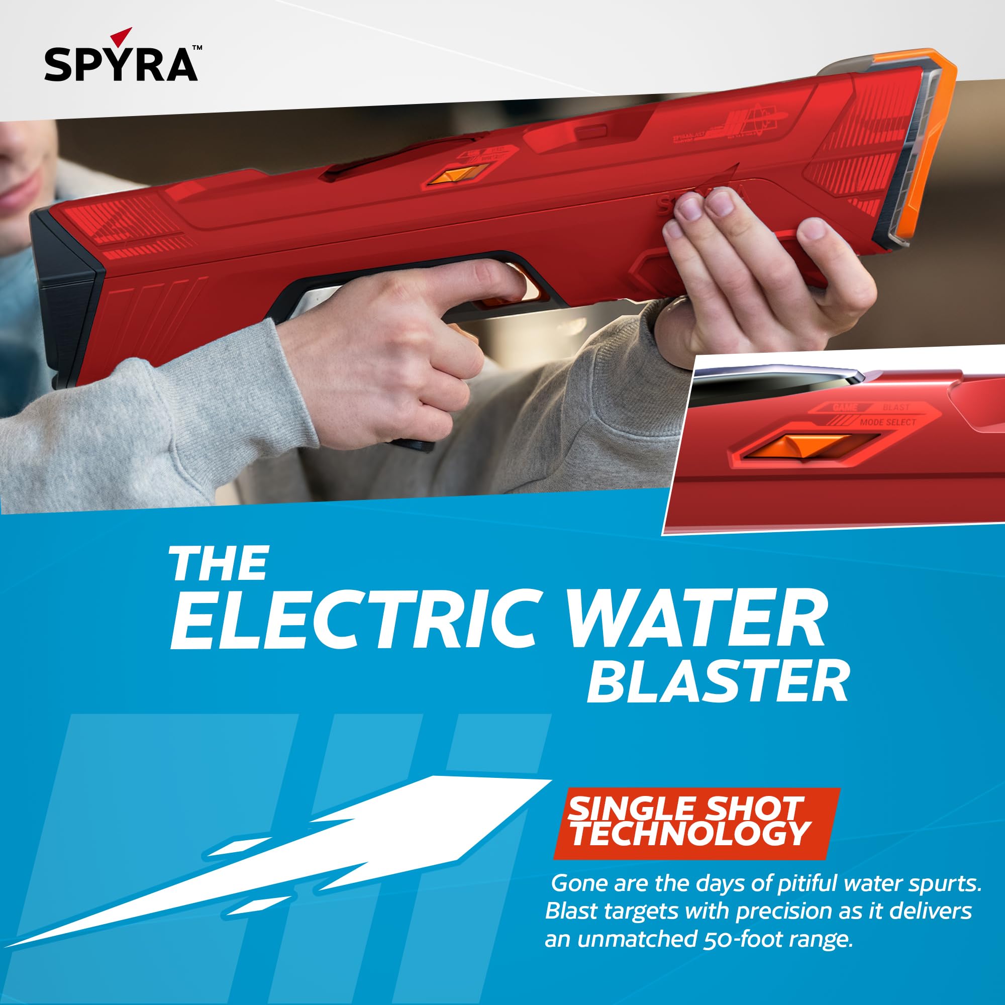 SpyraFour – Premium Wasserblaster für maximale Leistung, mehr Reichweite, mehr Tank, mehr Power, Adaptive Blast Modes (Rot)