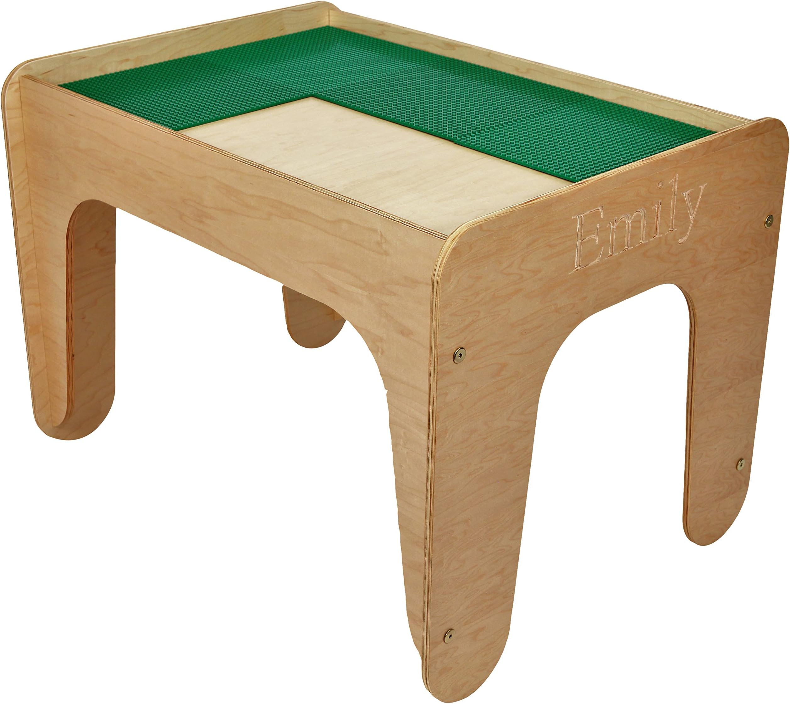 Glenhill Furniture Kids Wooden Activity Table, Lego Compatible Base Plates Included, Name Engraved