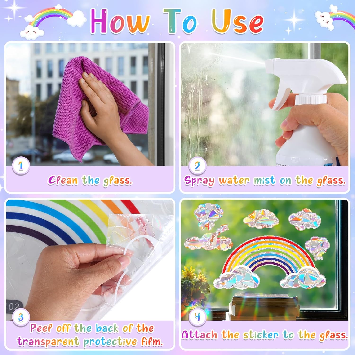 Rainbow Window Decoration Set, Suncatcher Sticker, Prism Window Sticker, Rainbow Window Film, Anti-Collision, Sun Catcher Sticker for Glass Panes, Glass Doors