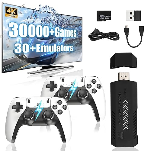 X2 Ultra Retro Game Stick 4K, consola de juegos emulador, controlador inalámbrico 2.4G, videojuegos Plug and Play para TVmonitorproyector (blanco)