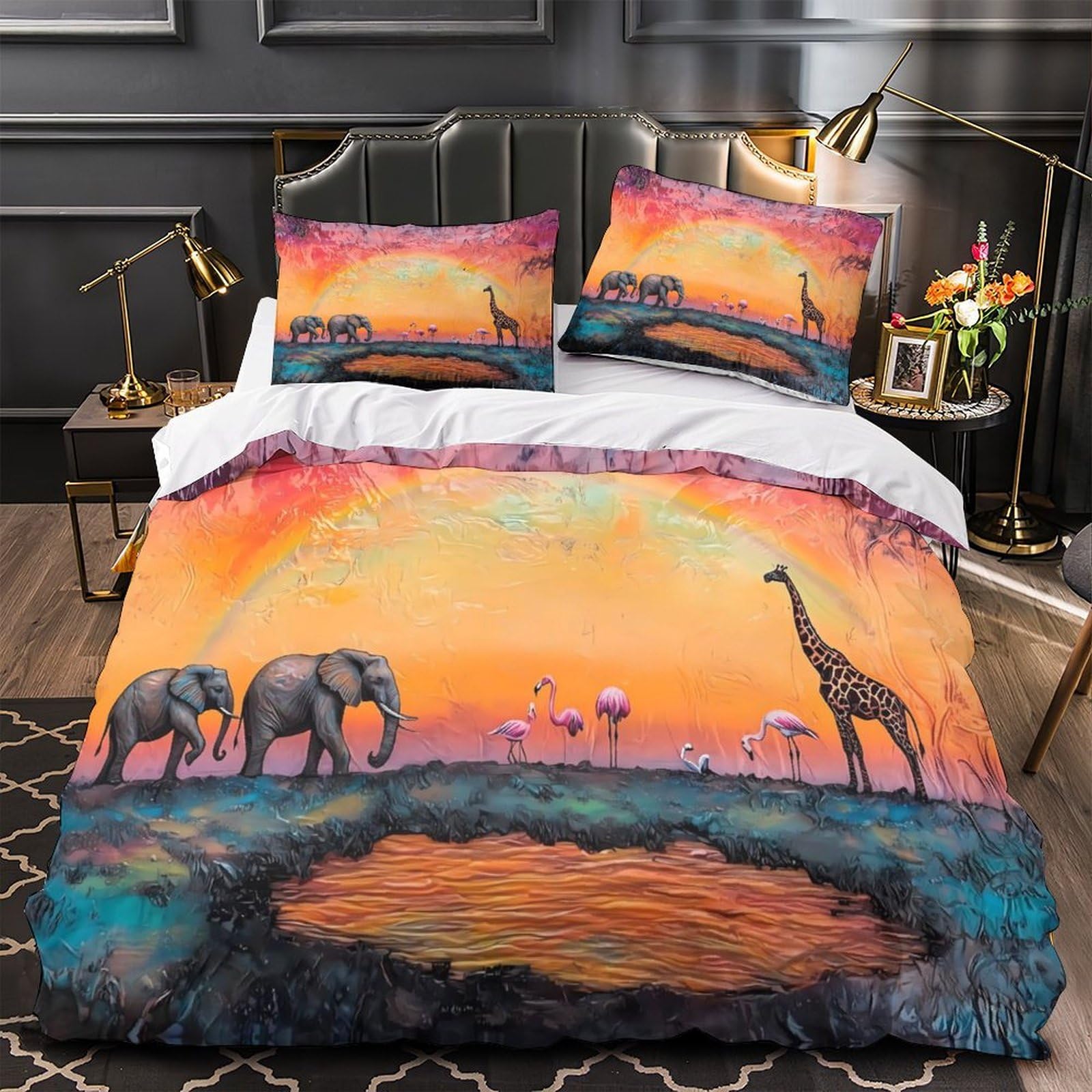 Housse de couette safari hypoallergénique en microfibre douce King 220x240 cm