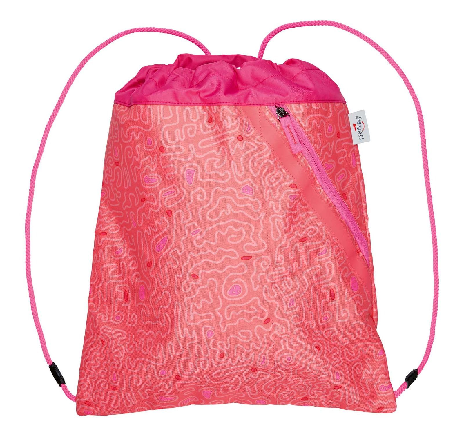 DerDieDas Mochila Escolar ErgoFlex Tiny Superflash Set 6 -Piezas Coral Reef salmón