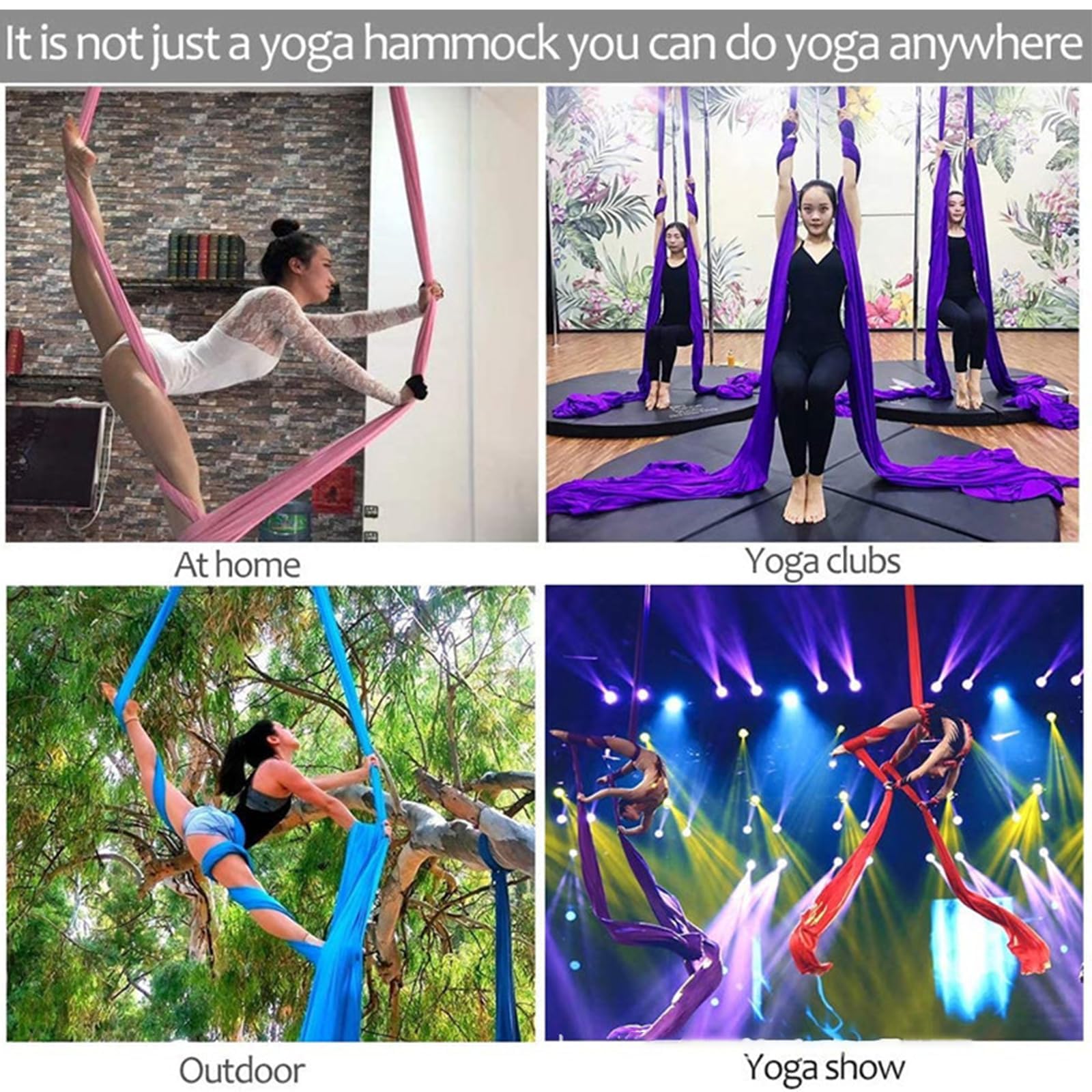 Toalla de seda de yoga aéreo para adultos, paño vertical suspendido con protección de seguridad de alta capacidad de carga, paño acrobático antidesgarros para yoga aéreo, columpio de trapecio, fitness