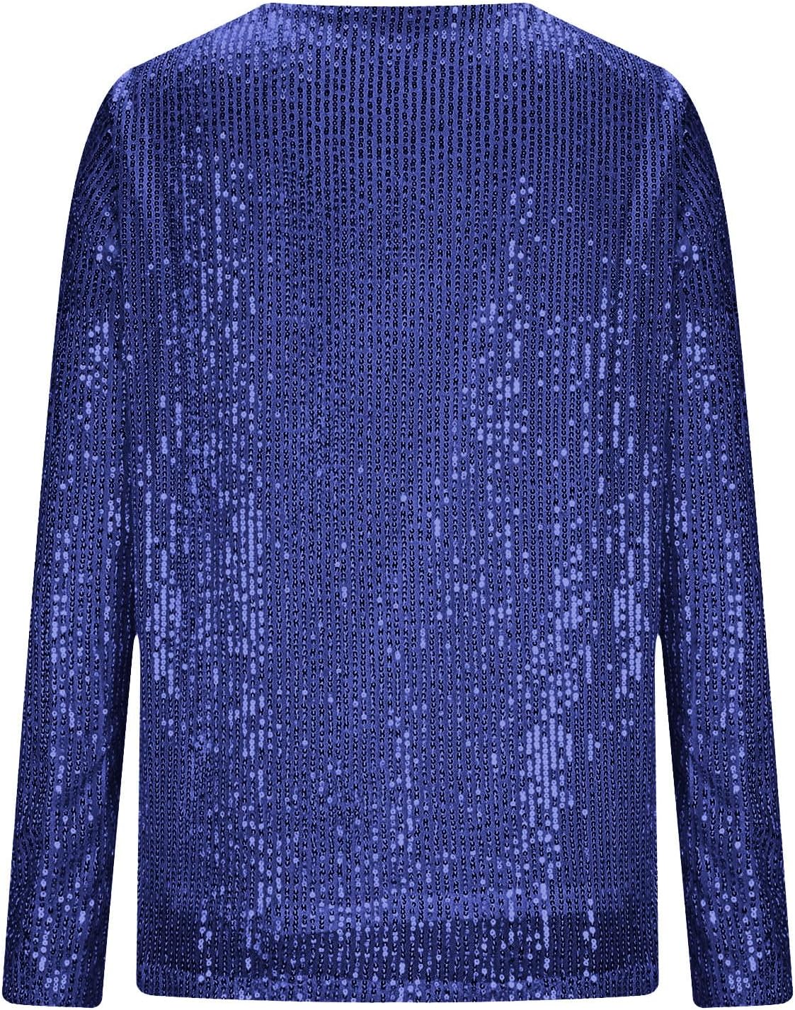 Women Sequin Shirts Tops 2026 Shinny V Neck Print Shirt Fashion Sparkly Loose Fit Blouse Glitter Trendy Dressy Clothes