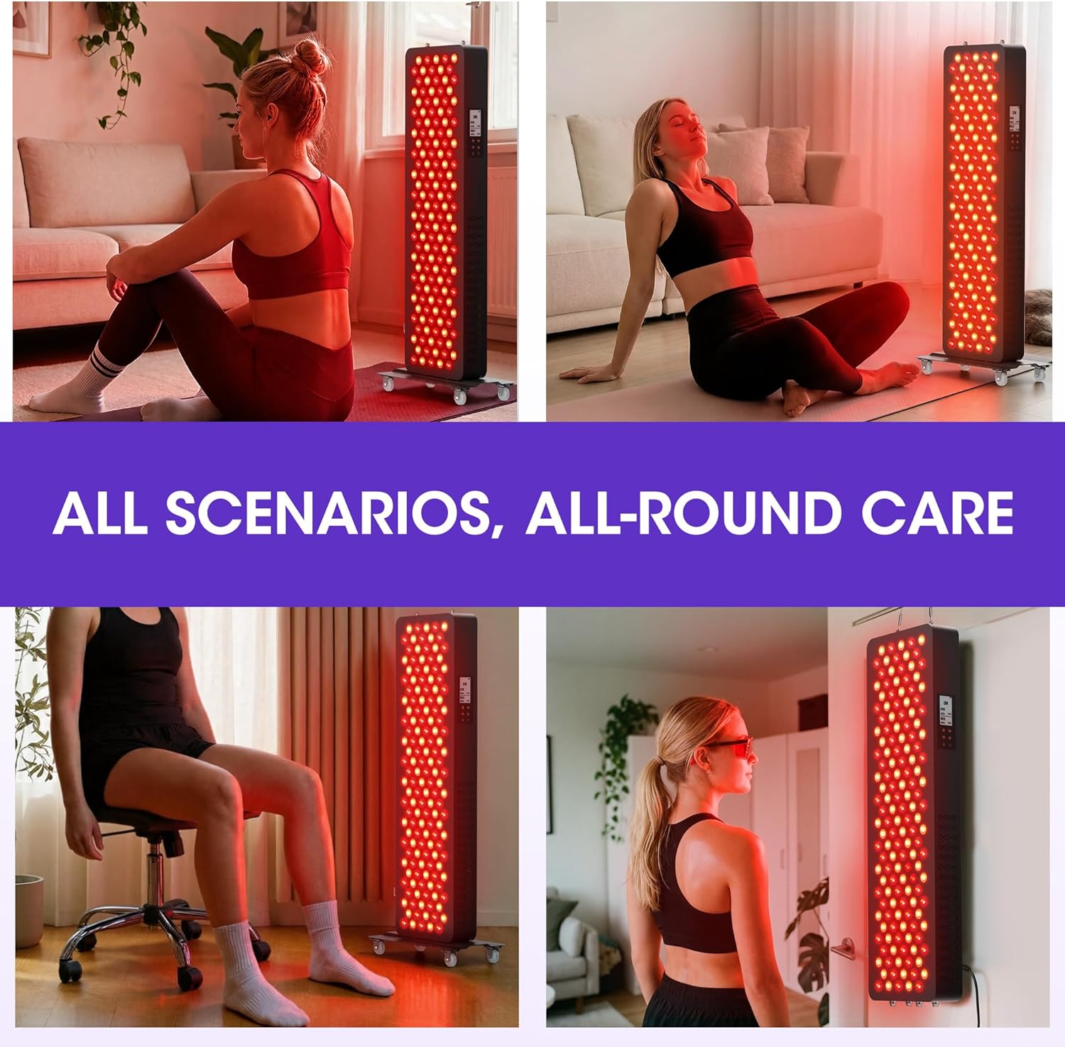 Red Light Therapy - Upgraded 4-CORE LED Chips Red Infrared Light Device, 150 LEDs with 3 Modes, Timer & Rolling Base, 660nm/850nm Near Infrared Light for Face & Body Care (27.16in) - Image 7