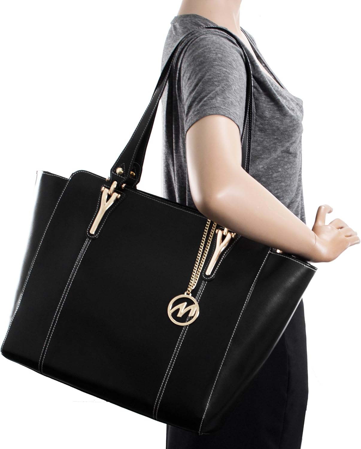 McKlein ALICIA, Leather Ladies' Tote with Tablet Pocket, Laptop Bag for Women Lightweight Leather, Computer Tote Bag, Briefcase Large Capacity Handbag Shoulder Bag