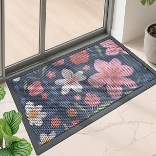 Door Mat Outside Entrance 17x30 Welcome Entryway Doormat Dirt Trapper,Non Slip Entry Mats for Patio Garage Porch Home Decorative,Colorful Floral Outdoor Door Mats for Outside Entry (C, 17"x30")
