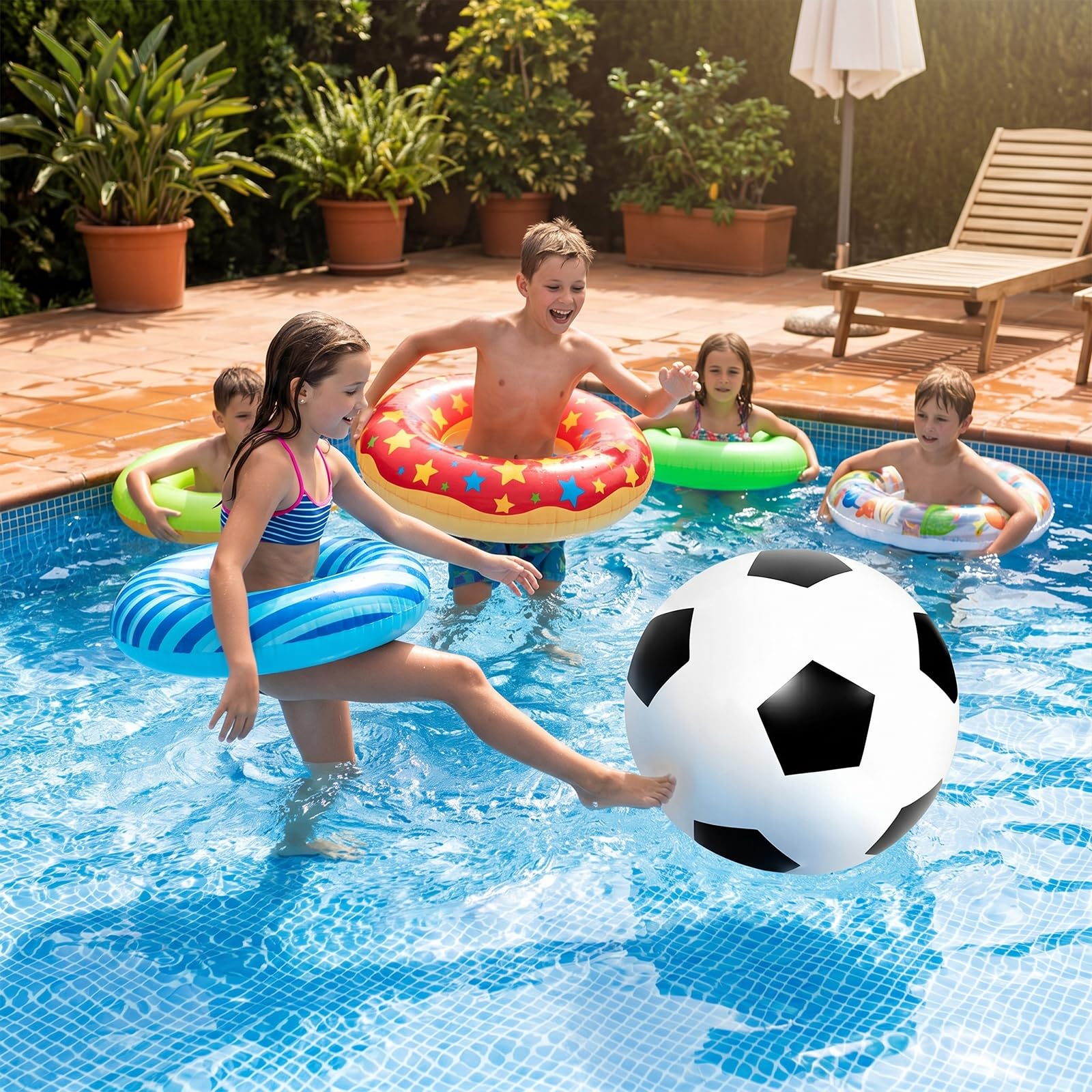 LOMUG XXL Fußball Ø 80cm Groß, Aufblasbarer Spielball mit mega Sprungkraft, Riesenball Softball Fußball Aufblasbare Fußballbälle xxl ball für Indoor&Outdoor,Fussball Geschenk für Kinder Jungen Mädchen